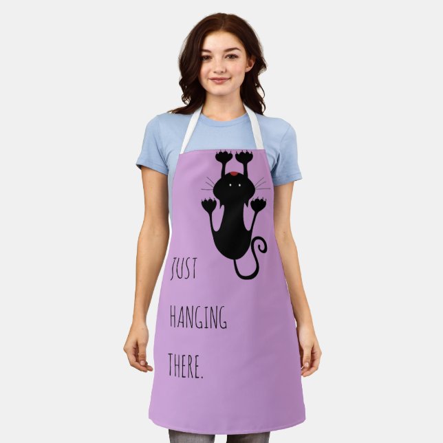 Delantal Sólo colgando ahí personalizado negro texto divert (Gastado)