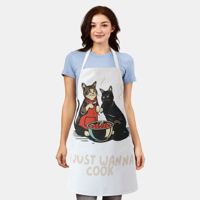 DELANTAL SÓLO QUIERO COCINAR GATOS Y AMANTES DE COCINA (Gastado)