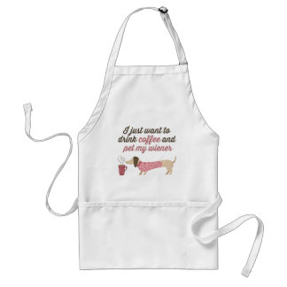 Delantal Solo quiero tomar café y mascota mi wiener (Rosa)