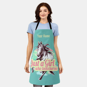 Delantal Sólo un Chica que ama a los caballos Vintage acuar