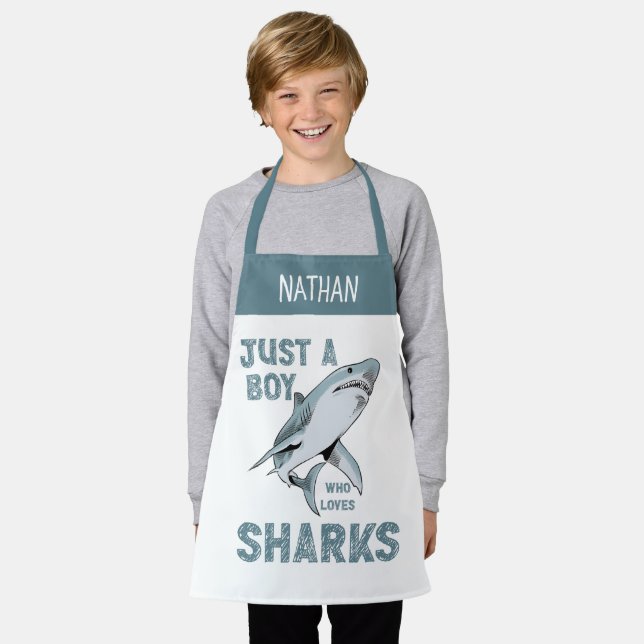 Delantal Solo un chico que ama a Shark Shark Lover (Gastado)