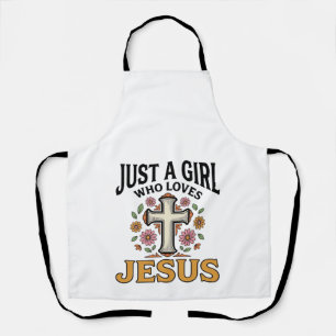 Delantal Sólo una chica que ama a Jesús Camiseta de cruz fl