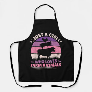 Delantal Sólo una Chica que ama a los animales de granja am