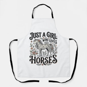 Delantal Sólo una chica que ama los caballos diseño floral 