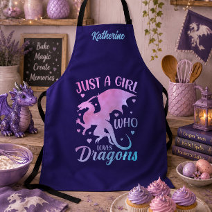 Delantal Solo Una Chica Que Ama Los Dragones - Nombre De Fa