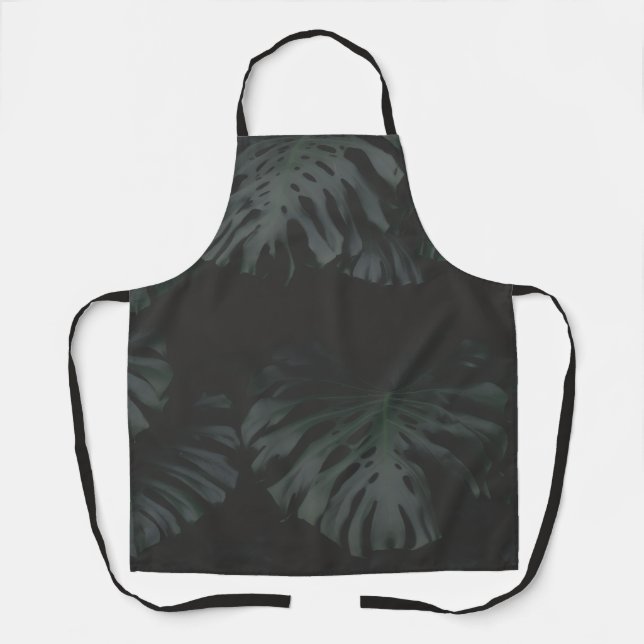 Delantal Sombras de Monstera de Medianoche (Anverso)