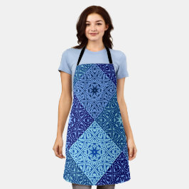 Delantal Sombras de patrón azul