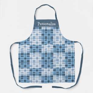 Delantal Sombras del patrón geométrico azul personalizado
