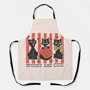 Delantal Sombrío y lindo - Gato negro y calabaza