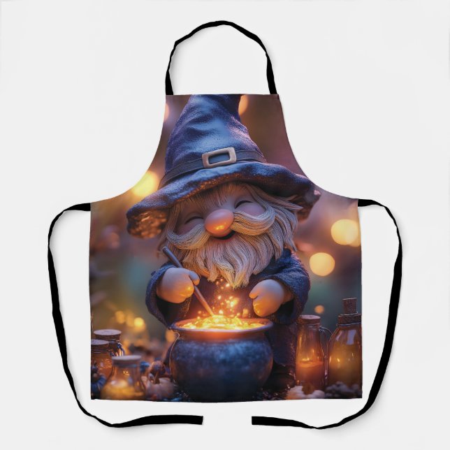 Delantal Sonriente Gnome Stirring Magic Pot (Anverso)