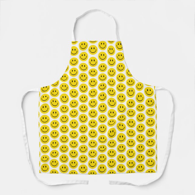 Delantal Sonrisa cara amarillo blanco negro feliz Emoji div (Anverso)