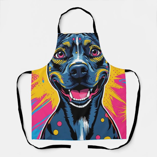 Delantal Sonrisa de arte pop - El poder de un perro feliz (Anverso)