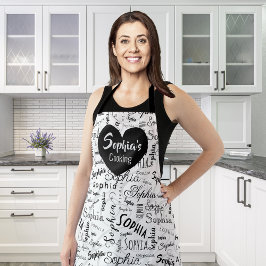 Delantal Sophia Typography Black White