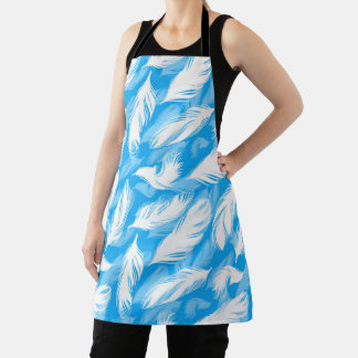 Delantal Sophisticated Feather Design On A Bright Blue 