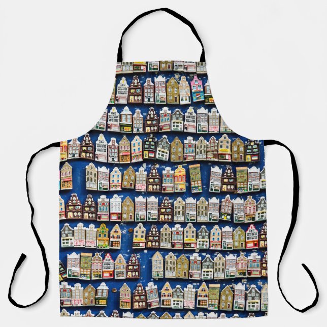 Delantal souvenirs holandeses, escena de la calle de Amster (Anverso)