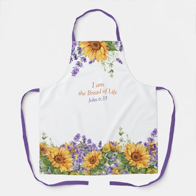 Delantal Soy el pan de la vida girasoles (Anverso)