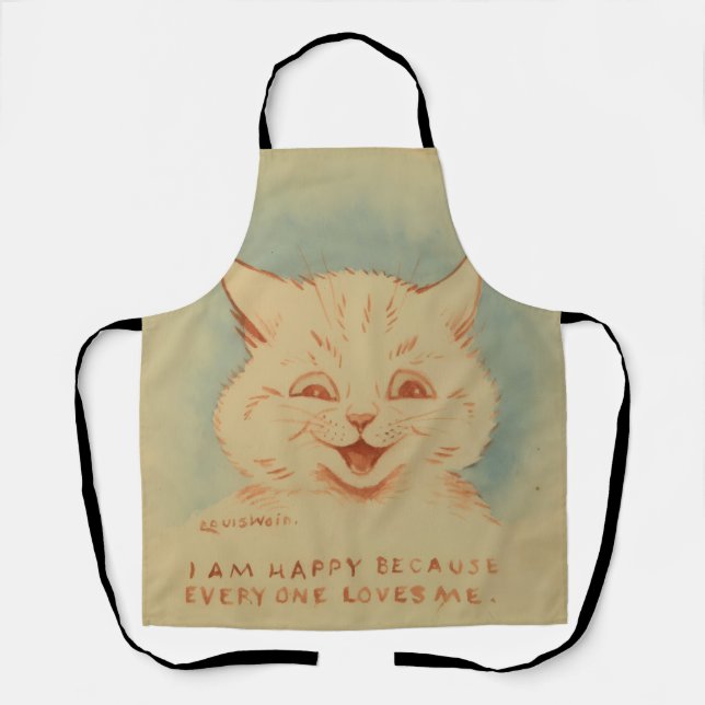 Delantal Soy Feliz Porque Todos Me Aman (Gato Sonriente) (Anverso)