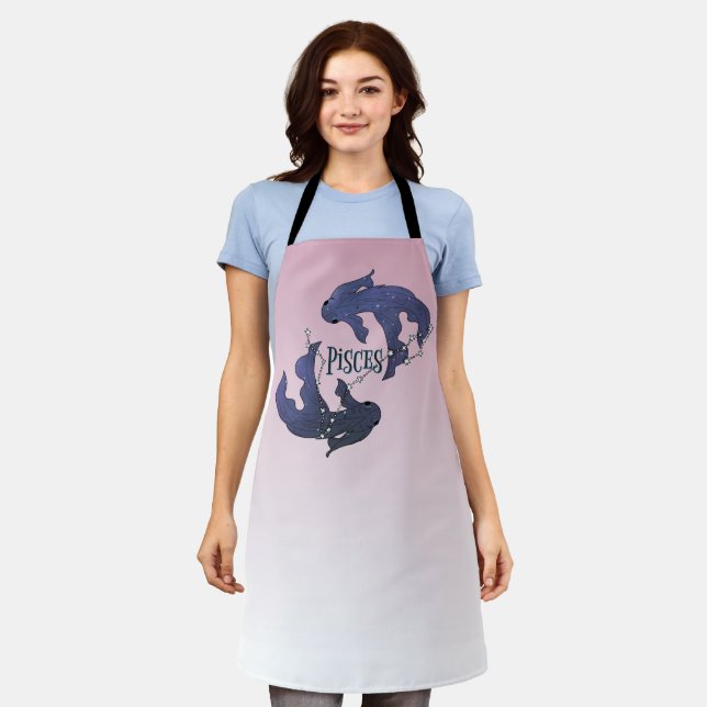 Delantal Soy Un Pisces Zodiac. Rótulo Zodiac De Pisces (Gastado)