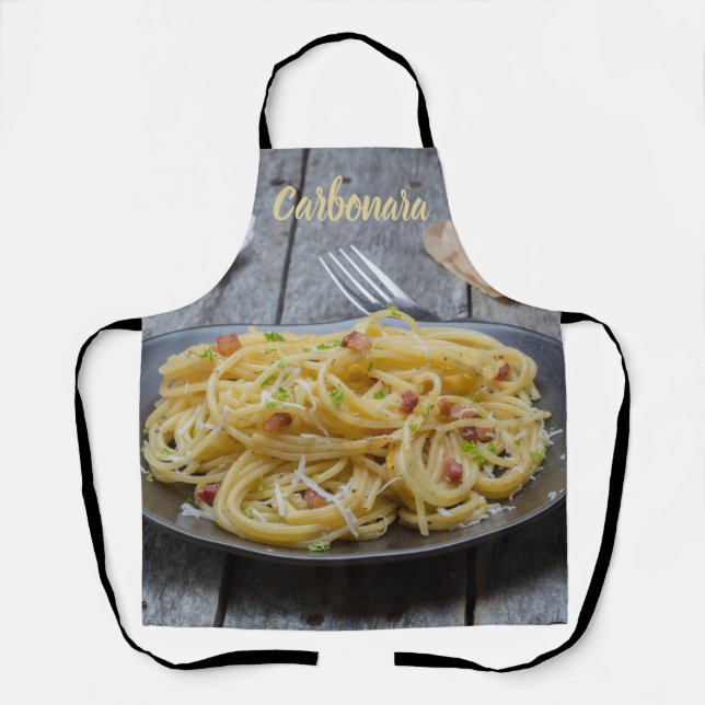 Delantal Spaghetti Carbonara Pasta con tocino y parmesano (Anverso)