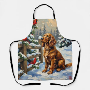 Delantal Spaniel Cocker Vintage y Navidad de Cardenales