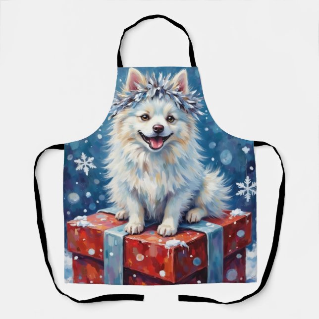 Delantal Sparkling American Eskimo Dog Festive Gift Cushion (Anverso)