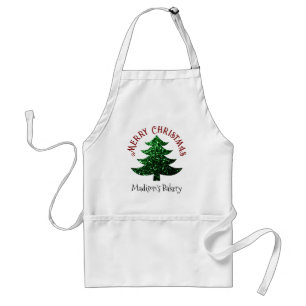 Delantal Sparkly Merry Christmas tree Personaliza el nombre