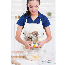 Delantal Sparrow de acuarela rusa, personalizado
