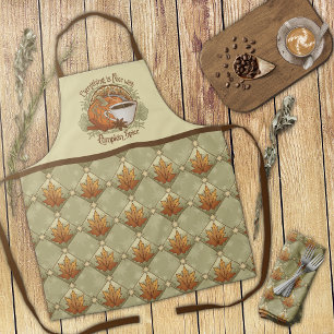 Delantal Spice de calabaza, hojas de otoño y patrón de estr
