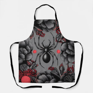 Delantal Spider Floral diseño estilo gótico