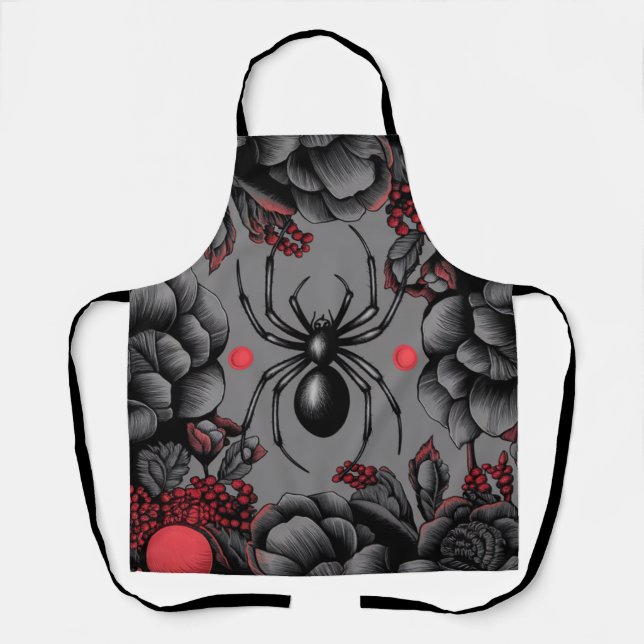 Delantal Spider Floral diseño estilo gótico (Anverso)