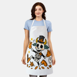 Delantal Spooky Skeleton Goat All-Over Print Apron, Medium