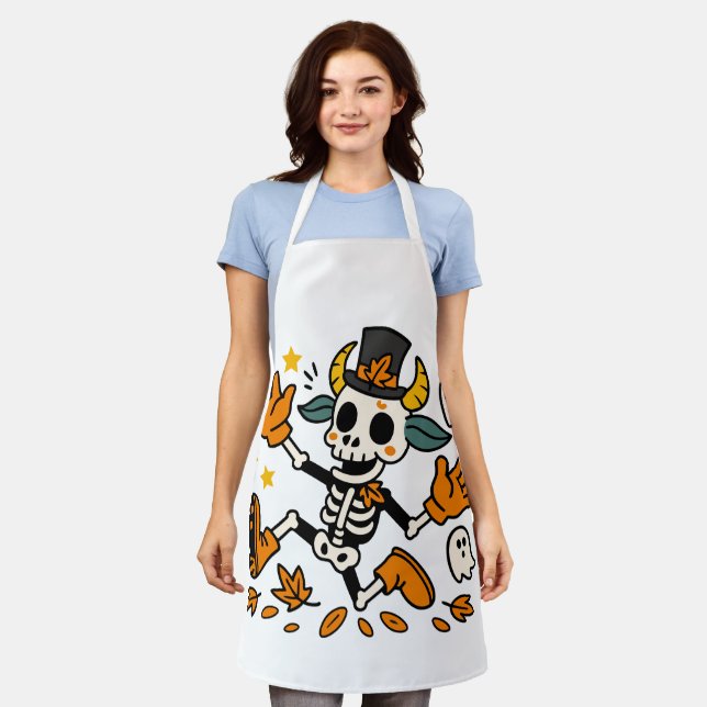 Delantal Spooky Skeleton Goat All-Over Print Apron, Medium (Gastado)
