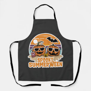 Delantal Spooky Summerween - calabazas en la playa