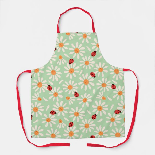 Delantal Spring Ladybugs and Daisies Mom Apron (Anverso)