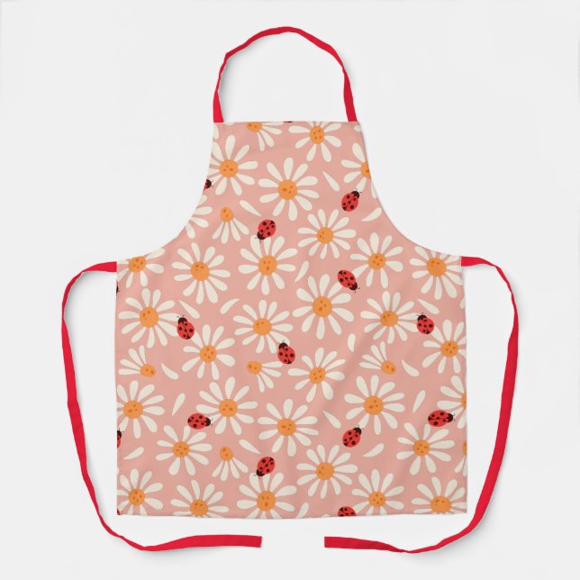 Delantal Spring Ladybugs and Daisies Mom Apron (Anverso)