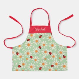 Delantal Spring Ladybugs and Daisies Personalized Kids