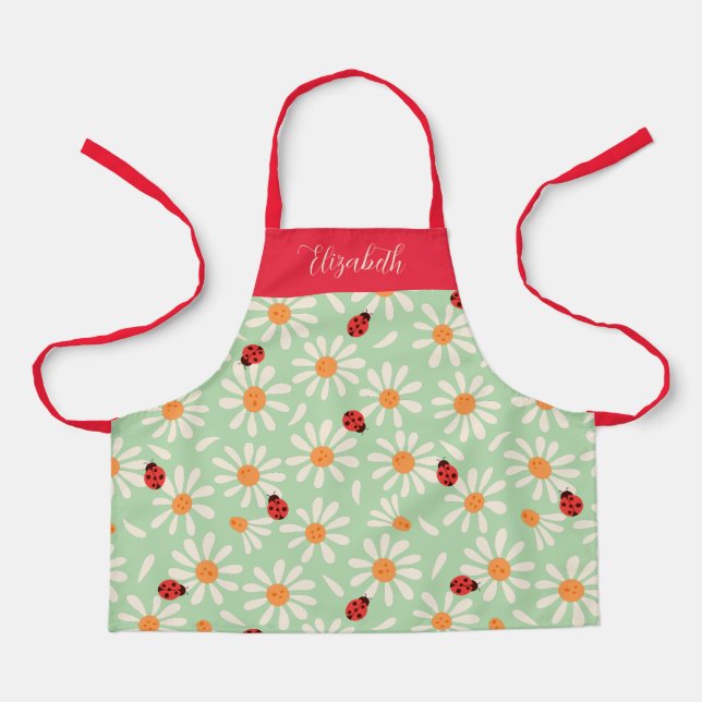 Delantal Spring Ladybugs and Daisies Personalized Kids (Anverso)