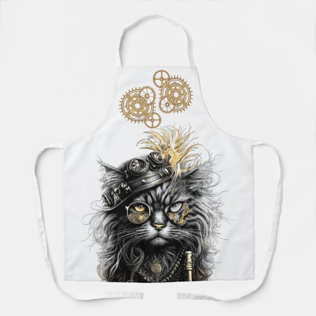 Delantal Spunky Paws The Funky Steampunk Cat  (Anverso)