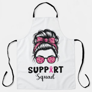 Delantal Squad Messy Bun Guerrero Rosa Cáncer de Mama