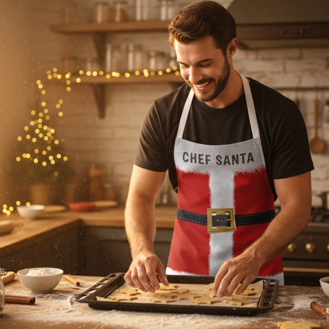 Delantal Sr. Santa Claus Costume Navidades Holiday Apron (For the Chef in the Christmas kitchen. A funny red costume apron suitable for all Santas)