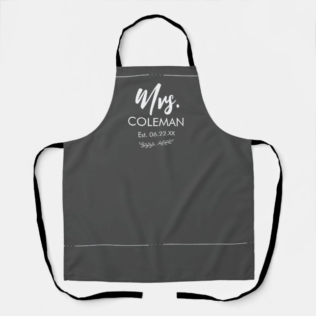 Delantal Sra. Acabo de casar con Boda de cita regalo Apron (Anverso)