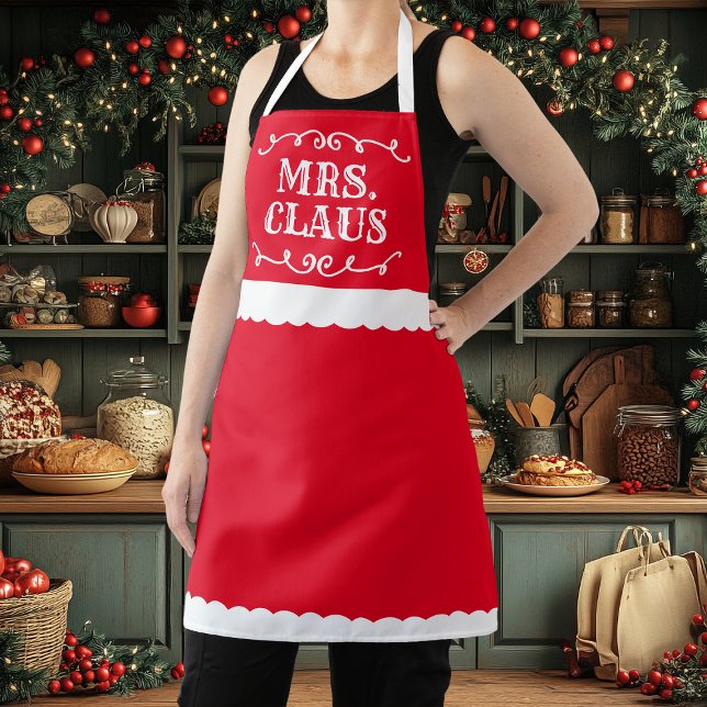 Delantal Sra Claus Navidades Navideñas Rojo Lindo (Subido por el creador)