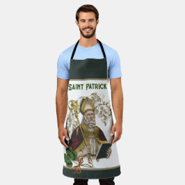 Delantal St. Patrick Irish Shamrock Green Gold Catholic A