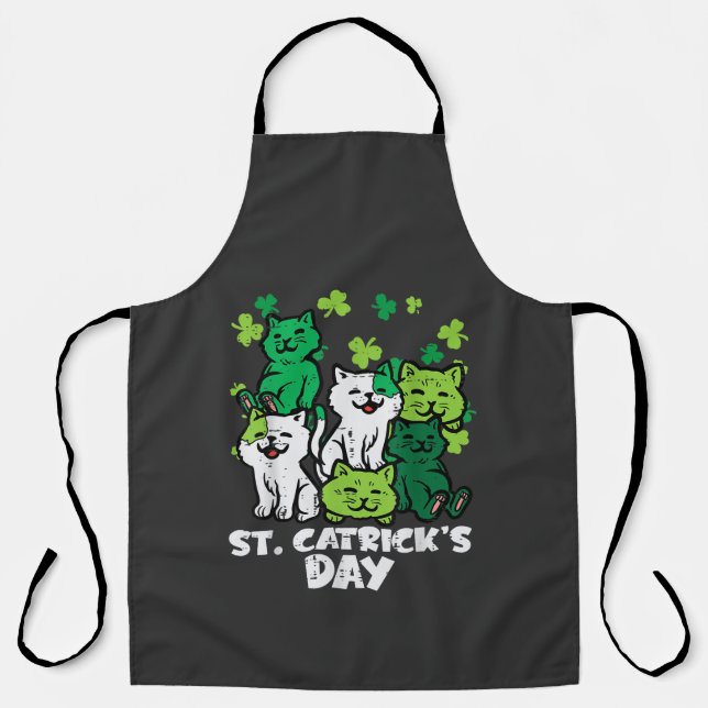 Delantal St Patricks Catricks Day Cats Saint Pattys (Anverso)