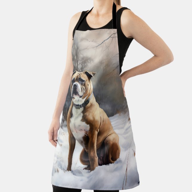 Delantal Staffordshire Bull Terrier Deja Que Nieva Navidade (in situ)