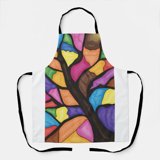 Delantal Stain glass tree art  (Anverso)