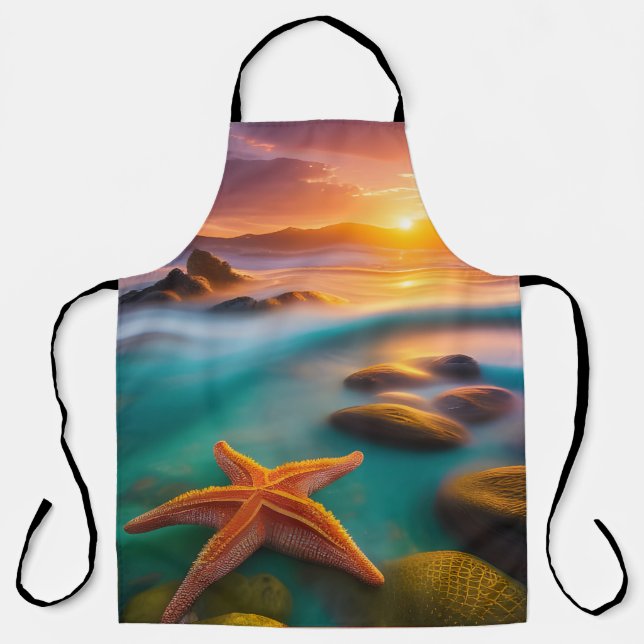 Delantal Starfish en la playa en Dawn (Anverso)