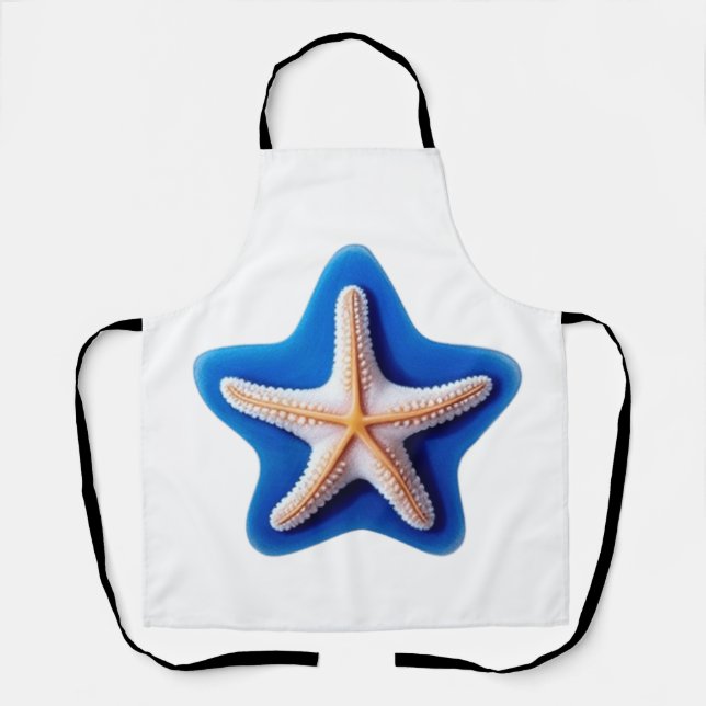 Delantal Starfish naranja en Blue Star Silhouette (Anverso)