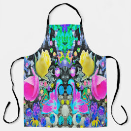 Delantal Stargazer Lily, Rosa y Collage de Hibiscus Rosa