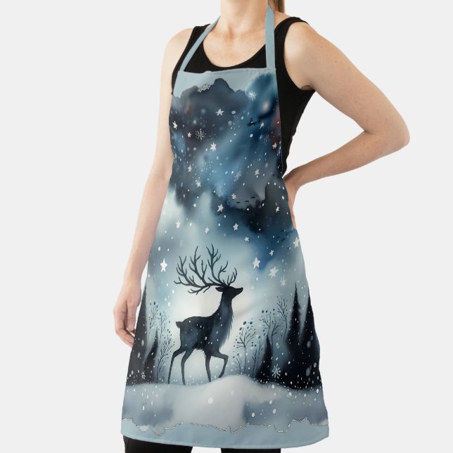 Delantal Starry Winter Night Deer  (in situ)